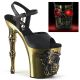 Sandales gothiques argentées plateforme talon haut tête de mort LED Pleaser Rapture-809-LT