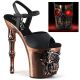 Sandales gothiques argentées plateforme talon haut tête de mort LED Pleaser Rapture-809-LT