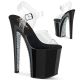 Sandales plateforme Pleaser talon haut strass noir.