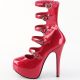Bottines pailletées rose talon aiguille et plateforme vues côté.