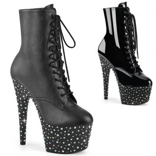 Bottines sexy Pleaser plateforme 7cm strass vue de côté.