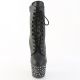 Gros plan talon 18cm strass bottines noires Pleaser.