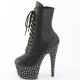 Gros plan talon 18cm strass bottines noires Pleaser.