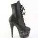 Bottines noires Pleaser à lacets et plateforme strass.