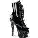 Chaussures Pole Dance Pleaser noires vernies talon haut strass.