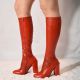 botte caoutchouc haut talon rouge