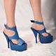 sandales caoutchouc bleu plateforme