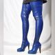Paire de cuissardes Hussy en latex bleu électrique brillant
