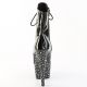 Gros plan bottines Pleaser vernies noires laçage devant.