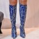 Bottes caoutchouc bleu talon 13cm Hussy.