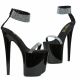 Chaussures de soirée plateforme 7cm noires brillantes.