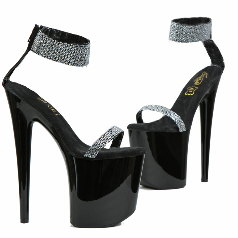Sandales Noires Strass Brides Scintillantes - Pointure : 40 - HUSSY - Modalova