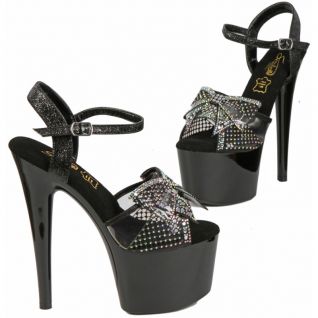 Chaussures de soirée plateforme 7cm noires et papillon.