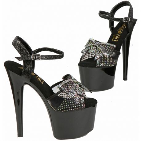 Chaussures de soirée plateforme 7cm noires et papillon.