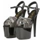 Sandales séductrices noires talon haut strass papillon.