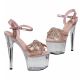 Sandales haut talon roses 17cm avec strass papillon.
