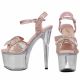 Sandales séductrices roses talon haut strass papillon.