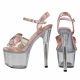 Sandales roses élégantes à strass papillon pour soirée coquine.