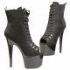Bottines noires lacet bout ouvert talon haut 17cm serpent