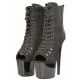Bottines séductrices noires talon haut lacet effet serpent.