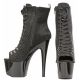 Chaussures érotiques noires lacet bout ouvert look sexy serpent.