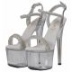 Talons hauts argent glamour avec strass sur les brides.