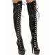 Bottes plateforme 5cm noires pour dominatrice laçage.