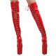 Bottes plateforme 9cm rouges pour dominatrice.