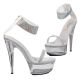 Sandales argentées strass talon 14cm confortables.
