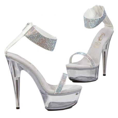 Sandales argentées strass talon 14cm confortables.
