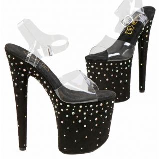Chaussures de soirée plateforme 10cm noires bride invisible.