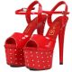 Chaussures de soirée plateforme 7cm rouges brillantes.