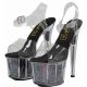 Sandales look captivant transparentes plateforme noire.
