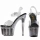 Chaussures érotiques transparentes plateforme talon noir.