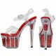 Chaussures érotiques transparentes plateforme talon rouge.
