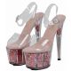 Sandales sexy romantiques transparentes plateforme rose.