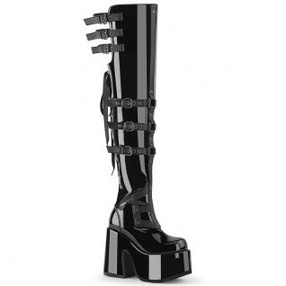 Cuissardes gothiques plateforme lacets ruban Demonia Cult style alternatif spectacle.