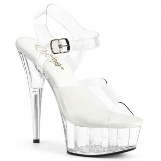 Sandales plateforme transparentes Pleaser Delight style sexy spectacle épuré.