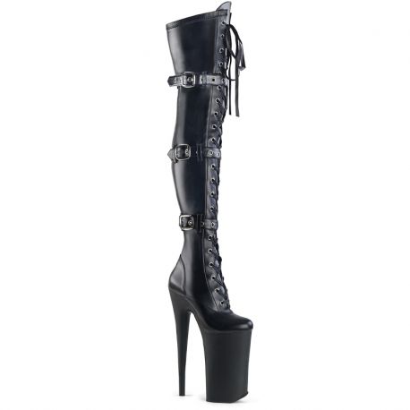 Cuissardes plateforme noir mat talon 25cm Pleaser Beyond style fétiche BDSM extrême dominant.