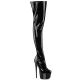 Cuissardes plateforme vernis noir Pleaser Jubilant style fétiche glamour spectacle.
