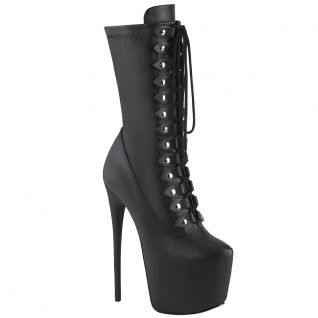 Bottines plateforme noir mat laçage Pleaser Jubilant style fétiche rock spectacle.
