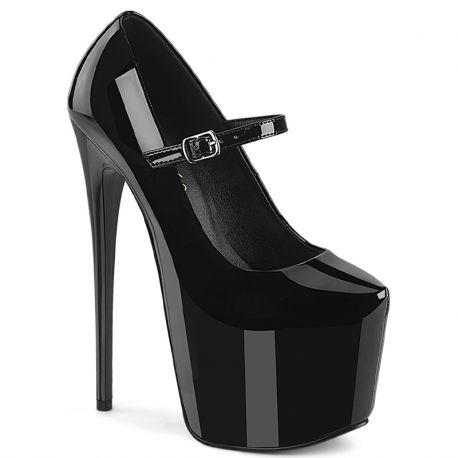 Escarpins plateforme noir mat bride Pleaser Jubilant style fétiche rétro spectacle.