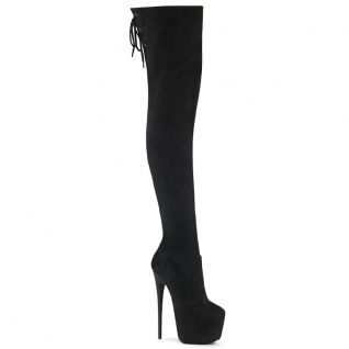 Cuissardes plateforme velours noir Pleaser Jubilant style fétiche élégant spectacle.