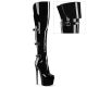 Cuissardes plateforme vernis noir brides Pleaser Jubilant style fétiche BDSM extrême dominant.