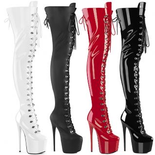 Cuissardes plateforme laçage ajustable Pleaser Jubilant style fétiche spectacle personnalisé.