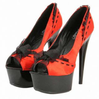 Escarpins Bout Ouvert en Satin Rouges