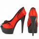 Escarpins Bout Ouvert en Satin Rouges