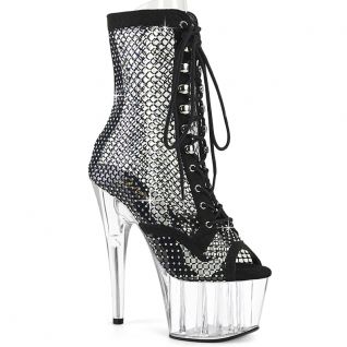 Bottines Pleaser ADORE-1021RM avec plateforme transparente et strass.