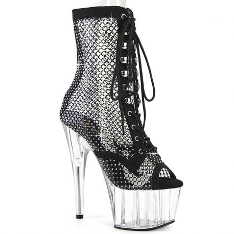 Bottines Pleaser ADORE-1021RM avec plateforme transparente et strass.