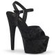 Sandales Pleaser ADORE-709WR noires avec talon et plateforme brillants.